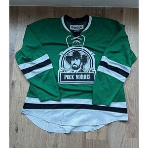 Reebok Puck Norris Hockey Jersey Adult XL Green Dallas Stars Novelty